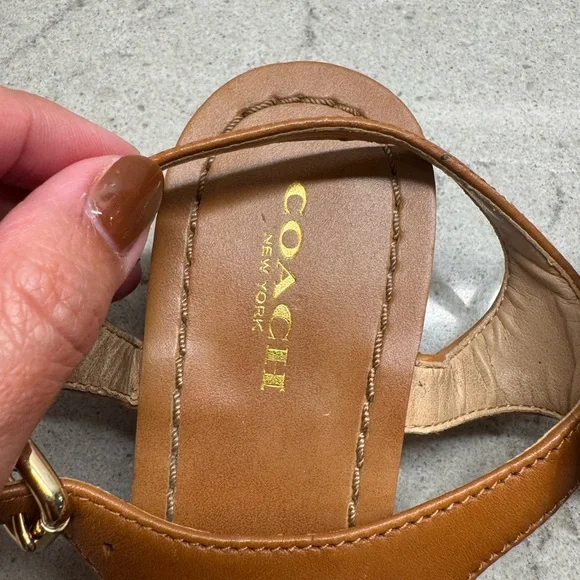 Coach Women's Brown Leather Sandals - Picture 3 of 5